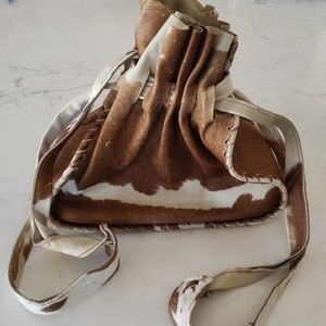 Faux fur Cow Print Pull Tie satchel Purse Western RODEO Country Festival Vibes